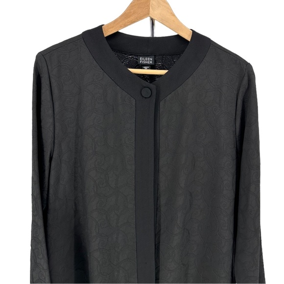 Eileen Fisher Black Jacquard Swirl Single Button Duster Long Cardigan Small NWT - Picture 3 of 12